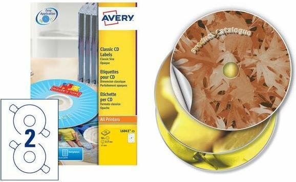 Image du produit Avery Dennison Etiquettes Zweckform L6043-25, CD/DVD, ClassicSize, blanches, paquet de 25