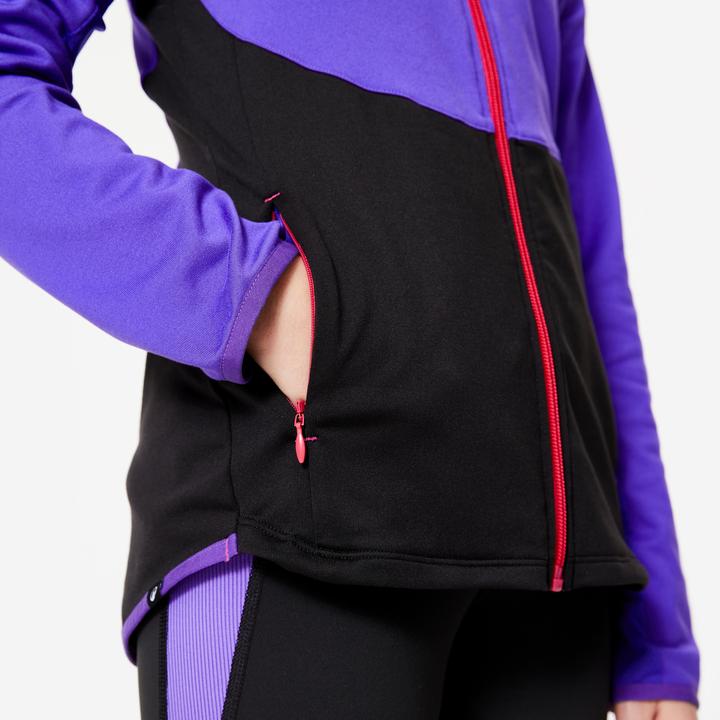 Actual product image Decathlon Girls' training jacket fitted - purple/black (6, 7, 8)