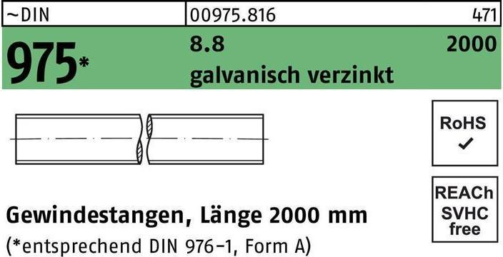 Produktbild Reyher Gewindestange DIN 975 M 36 x 2000mm 8.8 galvanisch verzinkt