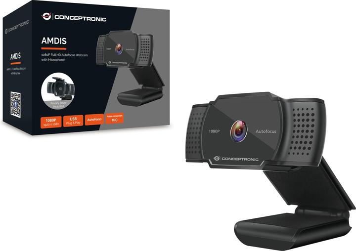 Actual product image Conceptronic Webcam AMDIS 1080P HD Webcam+Microphone sw (2 Mpx)