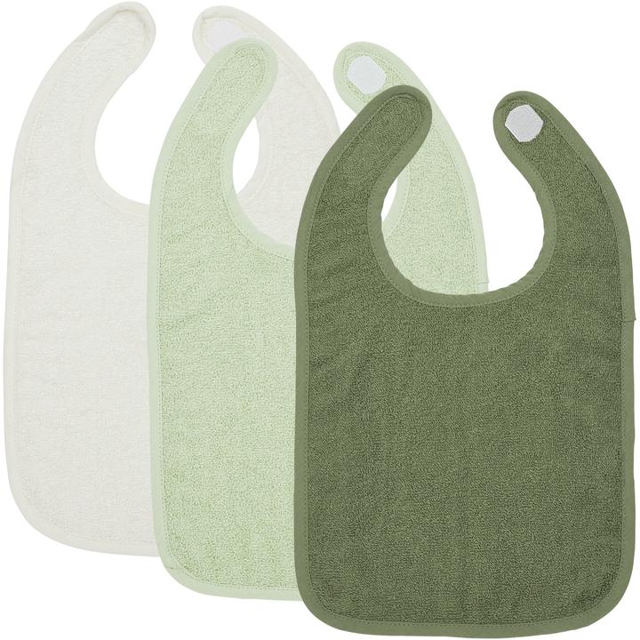 Meyco Bavoir 3P bads.met klittenb. offw/soft green/forestgreen