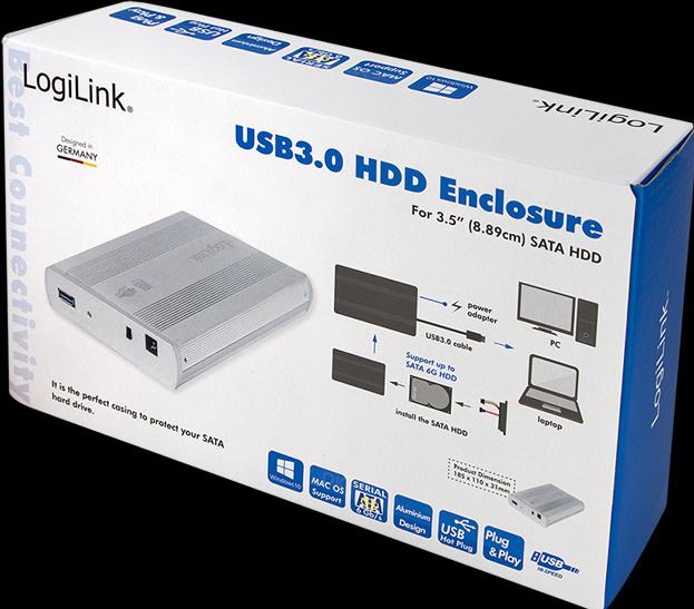 Actual product image LogiLink Hard drive enclosure 3.5" S-ATA USB 3.0 aluminium, silver (3.5")