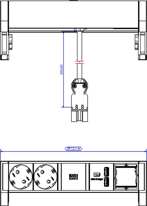 Produktbild Bachmann DESK 2 Verlängerungsschnur (2 x, CEE 7/3, USB, 0.20 m)