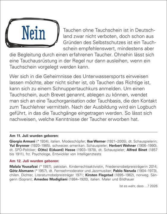 Actual product image Harenberg Ist es wahr, dass...? Tagesabreisskalender 2026 - Alltagswissen auf dem Prüfstand (German)