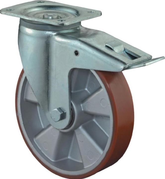 Produktbild BS Rollen Schwerlastlenkrolle Rad-Ø 200 mm Tragfähigkeit 800 kg mit Feststeller Gusspolyurethan 135 mm 110 mm