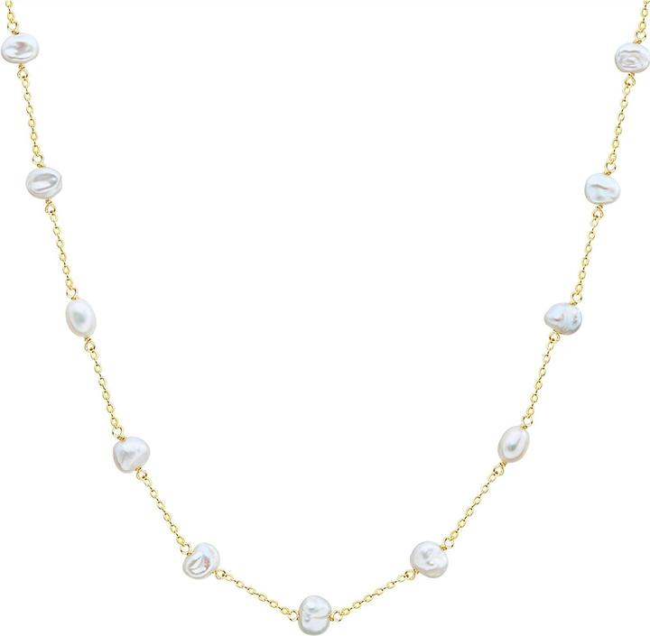 Actual product image Valero Pearls Ladies sterling silver freshwater cultured pearls yellow gold 40.0 cm base chain + 7.0 cm extension (Sterling Silver, 40 - 47 cm)
