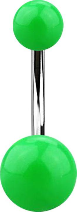 Image du produit Star Piercing Banane argentée avec deux boules vertes (Acrylique, sans laiton, Acier chirurgical 316L)