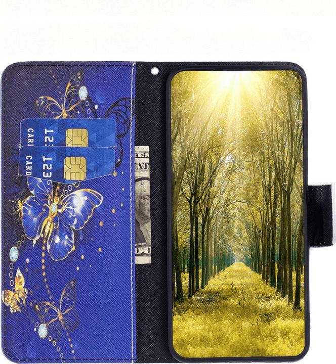 Produktbild Cover-Discount Nokia G42 - Leder Etui Hülle Schmetterling blau (Nokia G42)
