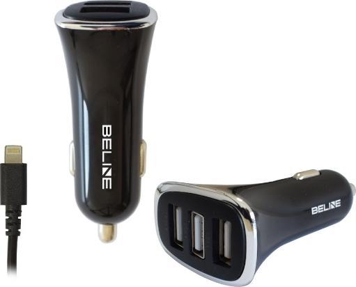 Produktbild Beline Ład. sam. 3xUSB + lightning 4A czarna/black iPhone 5/6/7/8/X/Xs/Xr