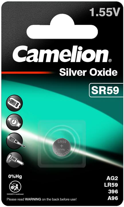 Produktbild Camelion SG2-BP1 = SR59 Knopfzelle 1,55V 30mAh ø7,9x2,65mm Silber-Oxid (1 Stk., SR59, 23 mAh)