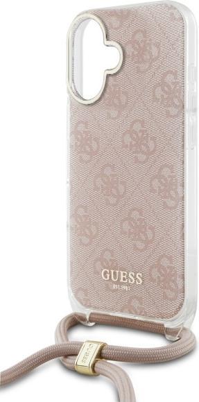 Produktbild Guess GUHCP16SHC4SEP iPhone 16 6.1" różowy/pink hardcase Crossbody Cord 4G Print