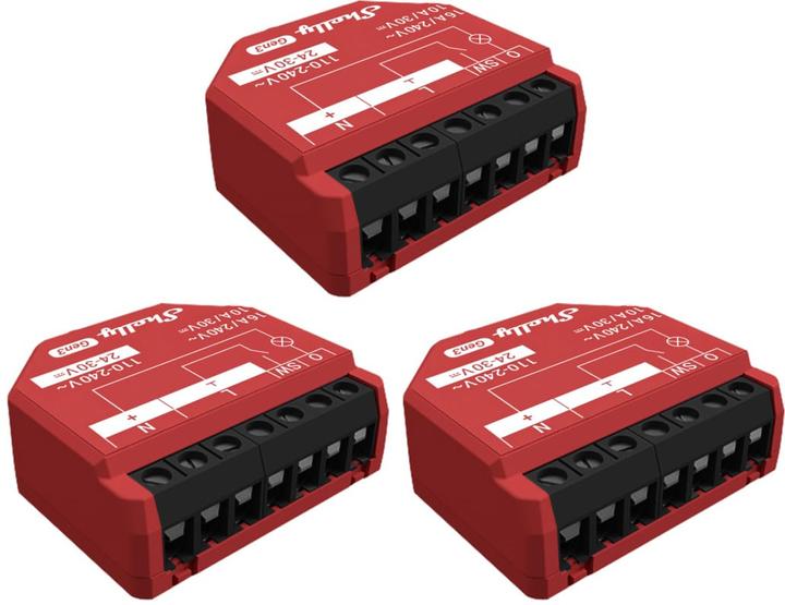 Produktbild Shelly Smart-Schalter 1PM Gen3, Relais, Unterputz, 1 Kanal, max. 16 A, WLAN, Bluetooth, 3 Stück