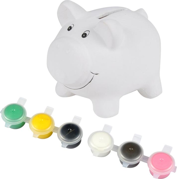 Homea Keramik-Sparschwein zum Bemalen, mit 6 bunten Farben
