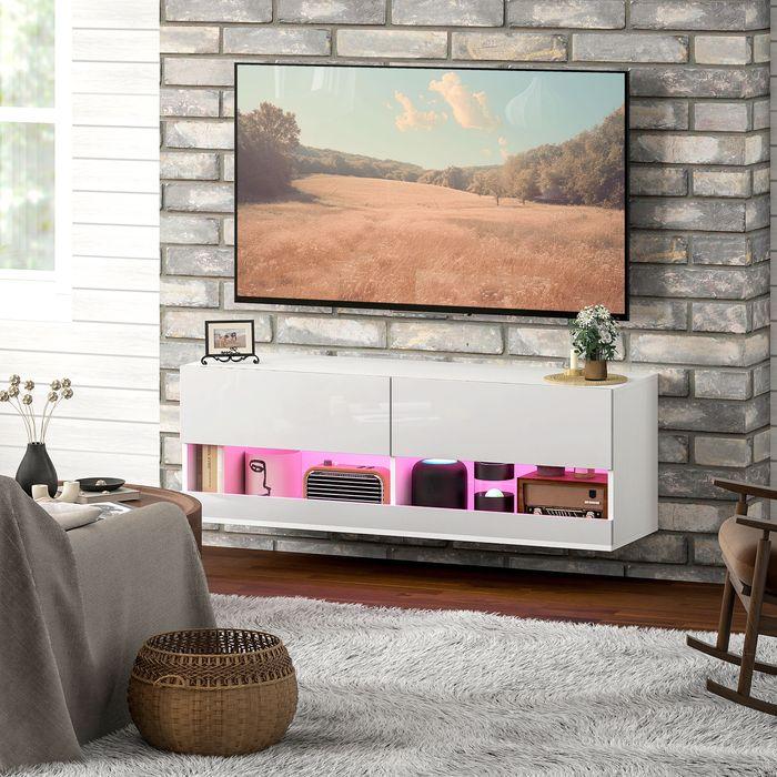 Immagine prodotto Swisshandel24 TV-Hängeschrank mit LED-Beleuchtung, TV-Schrank 120 x 35 x 40,5 cm Hochglanzweiss