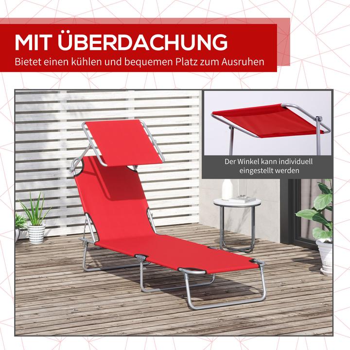 Produktbild Outsunny Sonnenliege mit Sonnenschutz (187 cm)