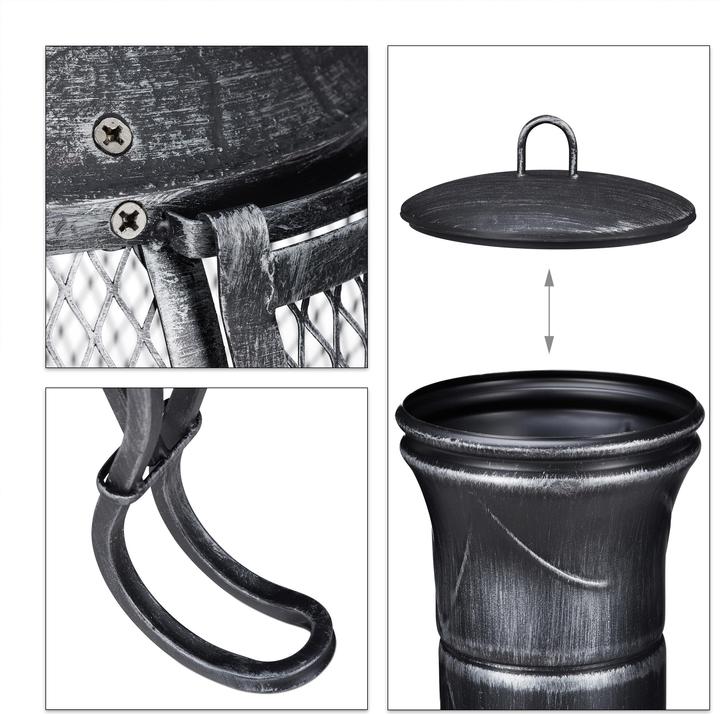 Actual product image Relaxdays Garden Chiminea Grey