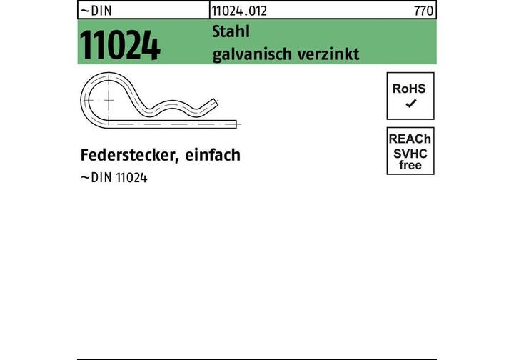 Actual product image Spring cotter DIN 11024 wireØ 2 steel single gal Zn