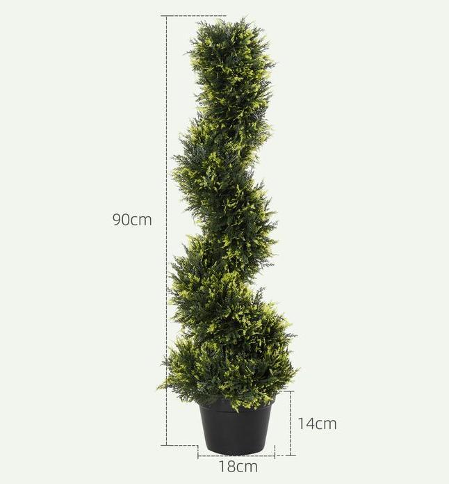 Immagine prodotto Swisshandel24 2er Set künstliche Zedernbaum gross 90 cm Kunstpflanze für Wohnzimmer Büro (90 cm)