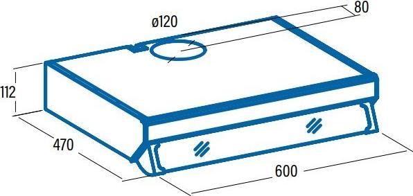Actual product image Cata Hood F-2260 X Conventional, Energy efficiency class D, Plotis 60 cm, 311 m³/h, Mechanical contr (Flat-screen hood)