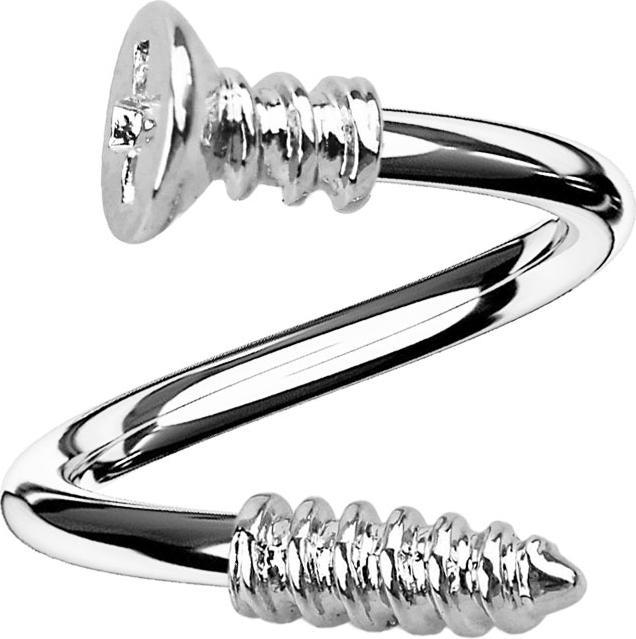 Produktbild Star Piercing Spirale silber mit Kreuzschlitzschraube (Chirurgenstahl 316L)