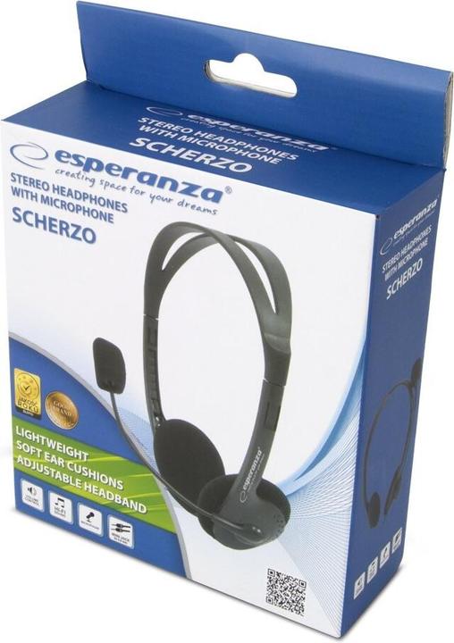 Produktbild Esperanza EH102 Kopfhörer & Headset Kabelgebunden Kopfband Anrufe/Musik Schwarz (Kabelgebunden)