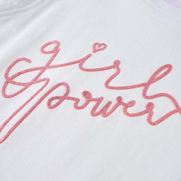 Actual product image VidaXL Children's T-shirt with frill sleeves Ecru 104,Material: 95 (104)