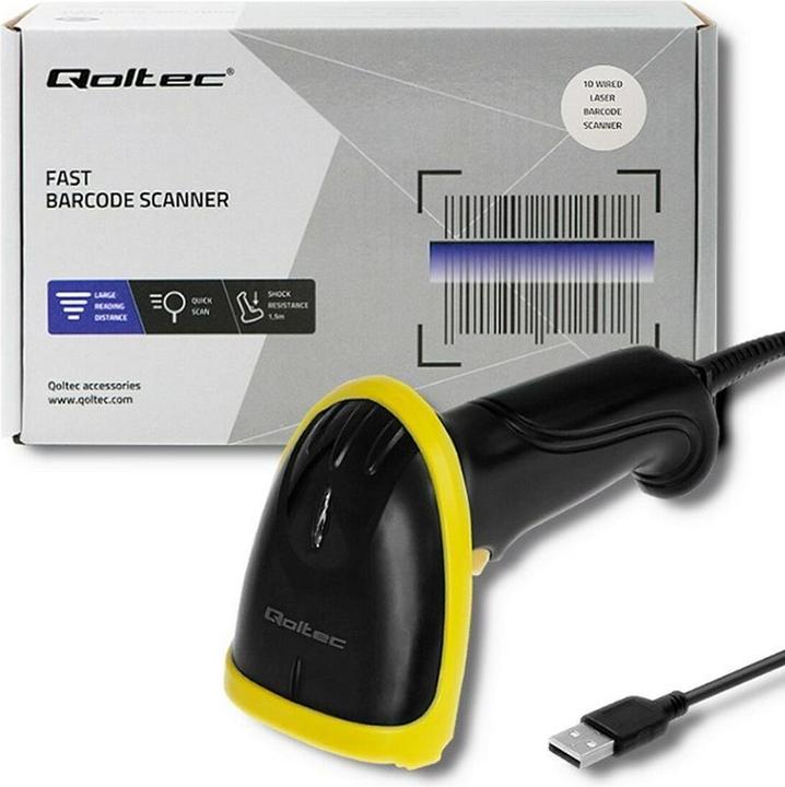 Actual product image Qoltec 50860 Barcode Reader Portable Barcode Reader 1D Laser (1D barcodes)