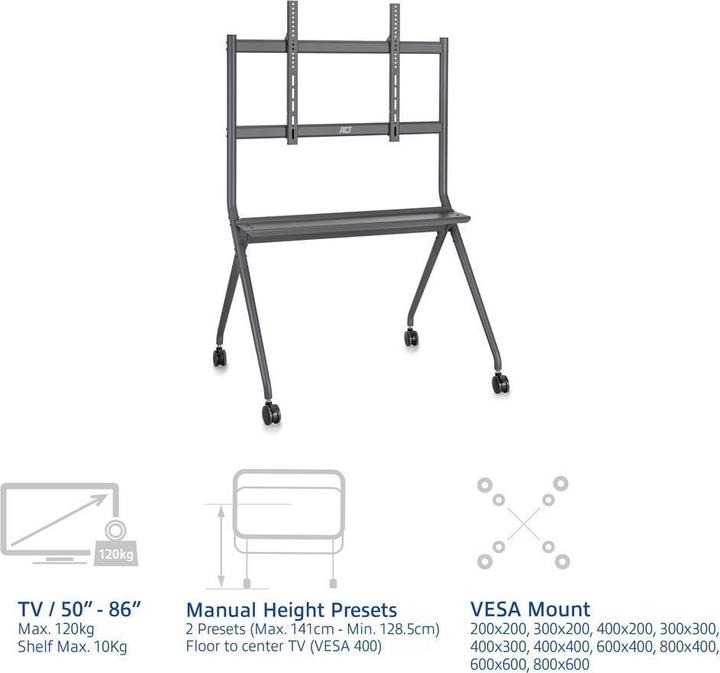 Actual product image Mobile TV/monitor floor stand, 50ö to 86ö, VESA (86", 120 kg)