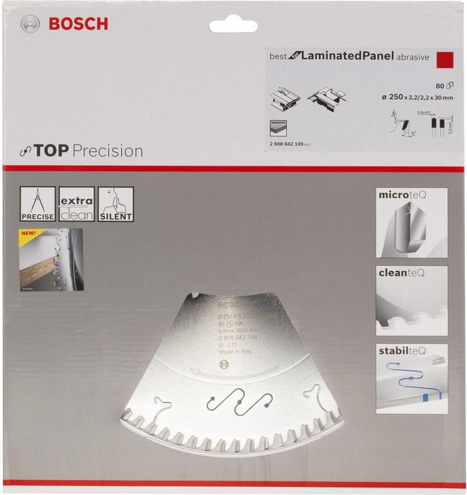 Produktbild Bosch Professional Zubehör Kreissägeblatt Top Precision Best for Laminated Panel Abrasive 250x30x3,2 mm, 80