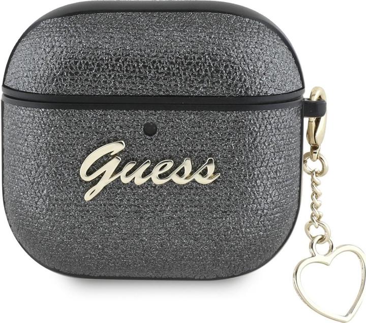 Guess Metallic Script Charm Case for AirPods 4 - Black