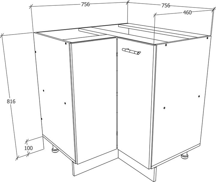 Image du produit VCM Armoire d'angle Armoire de cuisine Meuble bas de cuisine Esilo (76 x 76 x 82 cm)