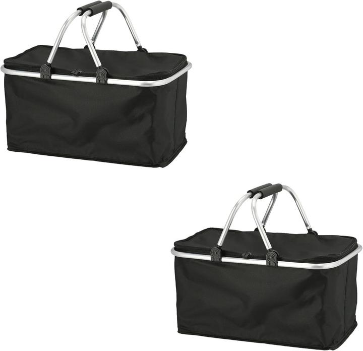 Produktbild Novaliv 2X Einkaufskorb faltbar mit Kühlfunktion 30 Liter SCHWARZ Isolierkorb mit gepolsterten Trage
