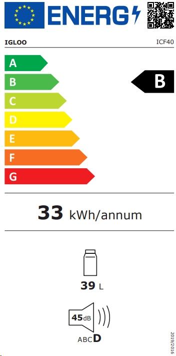 Etichetta energetica Igloo ICF 40 (39 l)