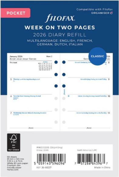 Immagine prodotto Filofax PO-INH.1WO/2SEITEN 4-SPRACHIG