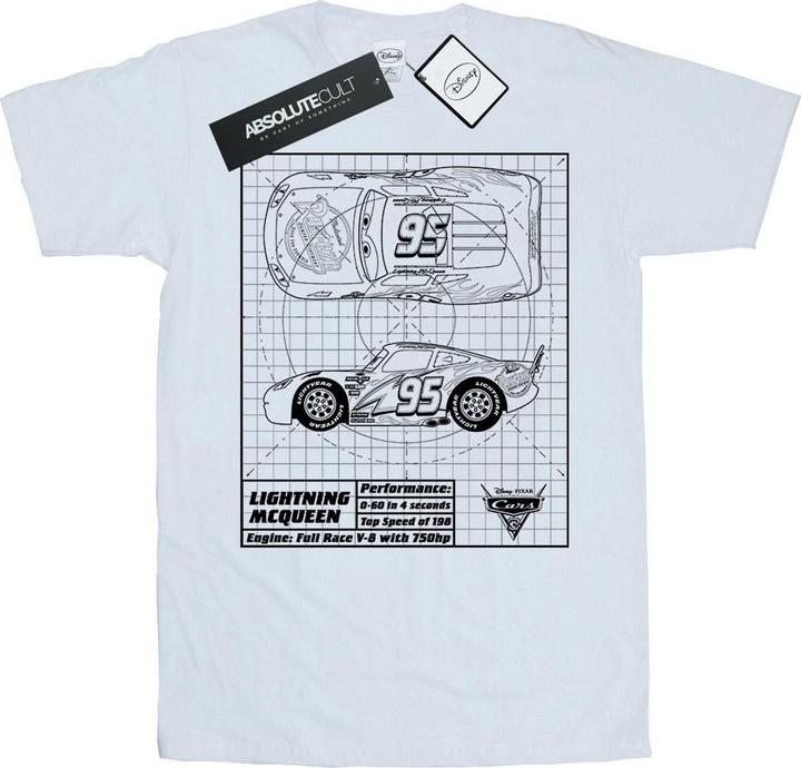 Immagine prodotto Disney Cars Lightning McQueen Blueprint Maglietta Ampia Donna (XXL)