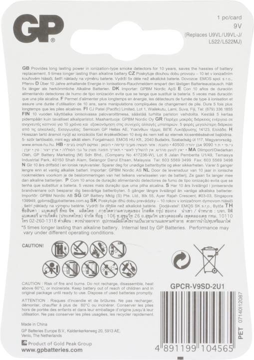 Image du produit GP Batteries GP Batterie Lithium 9V (1 pcs, 9V Block, 800 mAh)