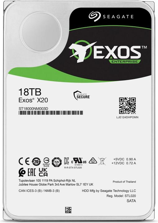 Image du produit Seagate Exos X20 (18 To, 3.5", CMR)