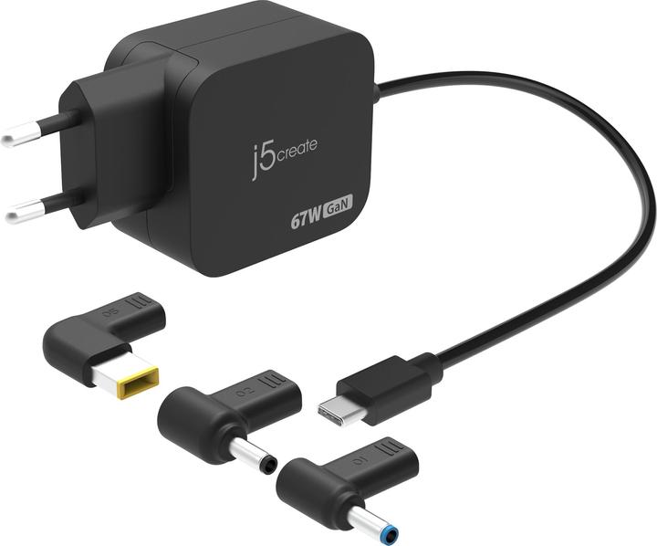 Produktbild j5Create JUP1565DCE3A-EN GaN-PD-USB-C®-Mini-Ladegerät mit 67 Watt und 3 EU-konformen DC-Steckverbindertypen (67 W)
