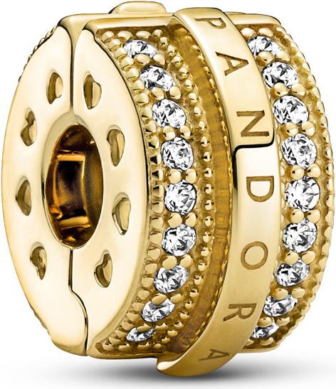 Produktbild Pandora Shine Logo Pavé Lines Clip Charm (Vergoldet, Sterlingsilber, Metall)