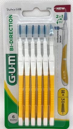 Image du produit GUM Brosse interdentaire BI-Direction ISO 4 pour le nettoyage des dents dorsales/frontales 1.4mm - Pack (6 x, 1.40 mm)