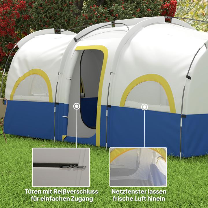 Image du produit Outsunny Campingzelt Oxfordstoff, Fiberglas Dunkelblau+Weiss (6 personnes)