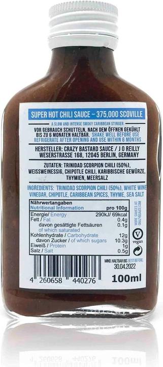 Nutritional values and ingredients Crazy Bastard Sauce Sauces Crazy Bastard, 3 x 100 ml (860 g)