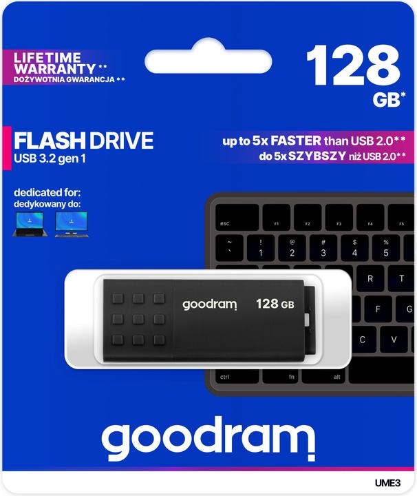 Actual product image Goodram UME3 UME3-1280K0R11 Pendrive (128 GB, USB 3.0, black) (128 GB, USB-A, USB 3.1)