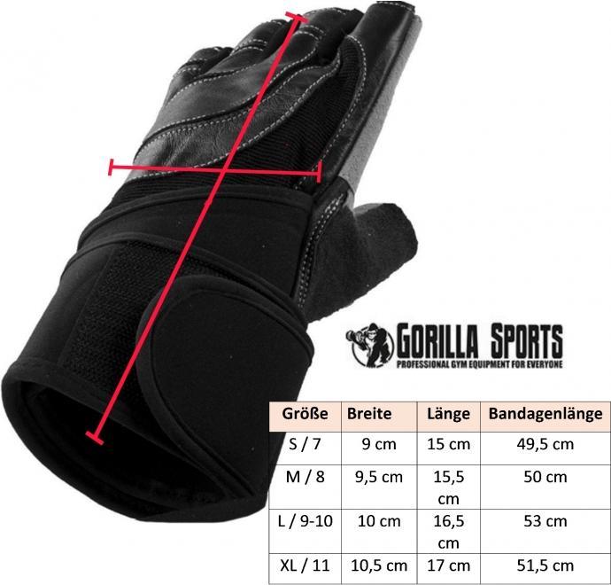 Produktbild Gorilla Sports Trainingshandschuhe inkl. Bandage (S, XL)