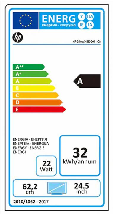Energy Label HP 25mx (1920 x 1080 pixels, 24.50")