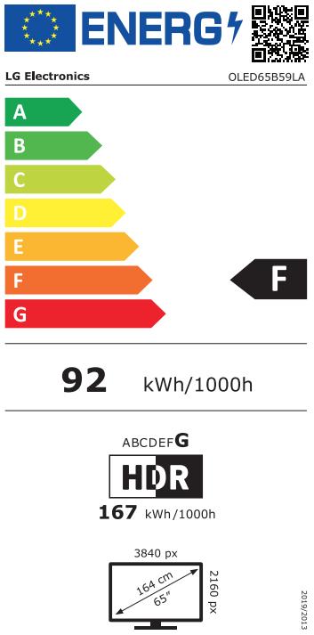 Energy Label LG 65 Zoll OLED AI B5 4K Smart TV (65", OLED, 2025)