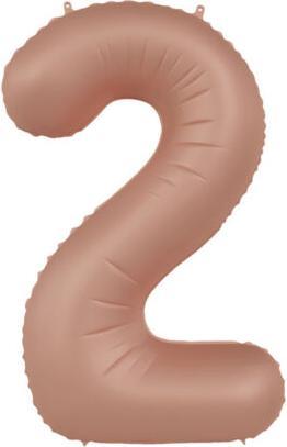 Folat Foil balloon number 2 vintage rose (1 x)