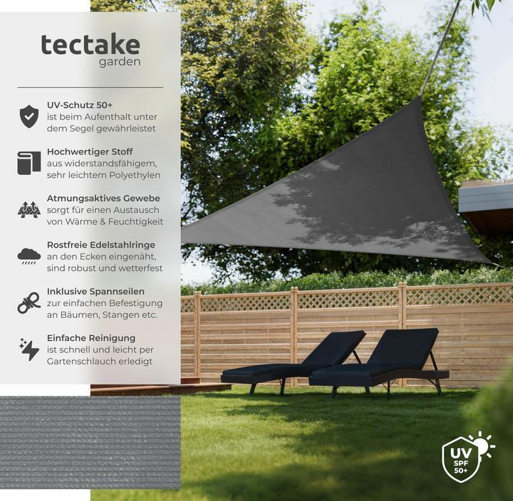 Produktbild tectake Sonnensegel (500 x 500 x 500 cm)