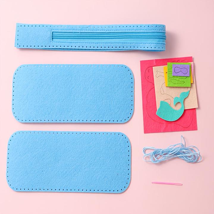 Actual product image Activity Board Set Handmade Sewing Fun Pencil Case Kit, DIY Stickerei Anfänger Handwerk Kunst, Polyester Nähen