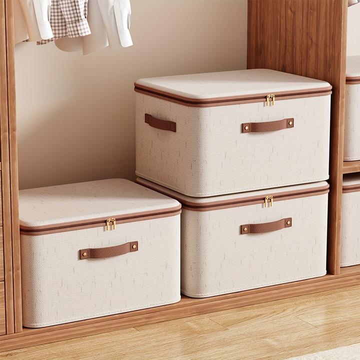 Immagine prodotto Only-Bags.Store 1pc Leinen Zipper Quilt Storage Bins mit Deckel, Leinengewebe, kratz- und verschleissfest